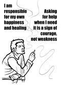 Person holding a cigarette with motivational text on a white background